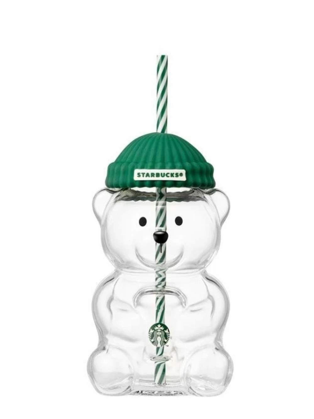 STARBUCKS NWT bearista w/ beanie glass cold cup -591ml